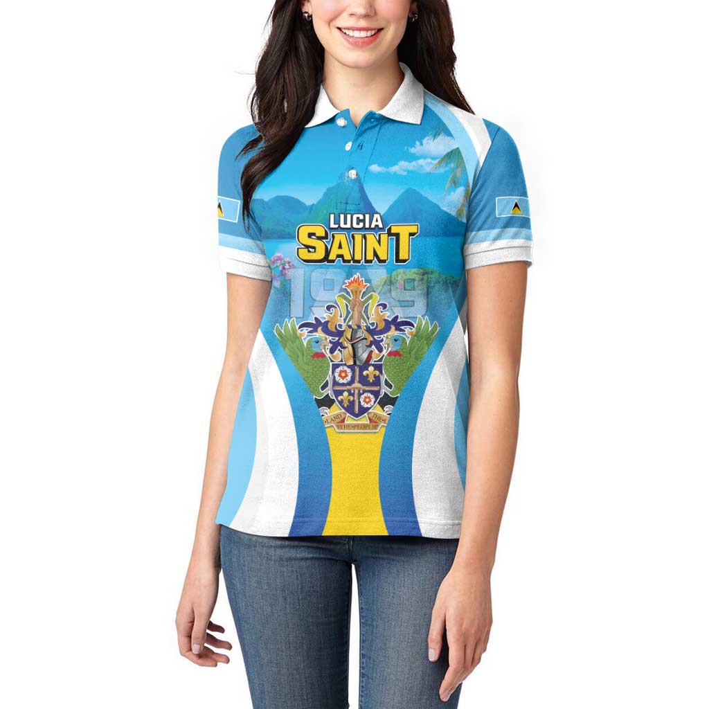 Personalized Saint Lucia 1979 Women Polo Shirt Happy Independence Day