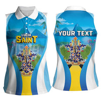 Personalized Saint Lucia 1979 Women Sleeveless Polo Shirt Happy Independence Day