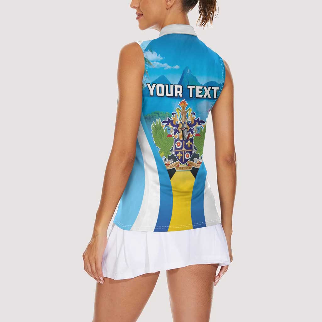Personalized Saint Lucia 1979 Women Sleeveless Polo Shirt Happy Independence Day