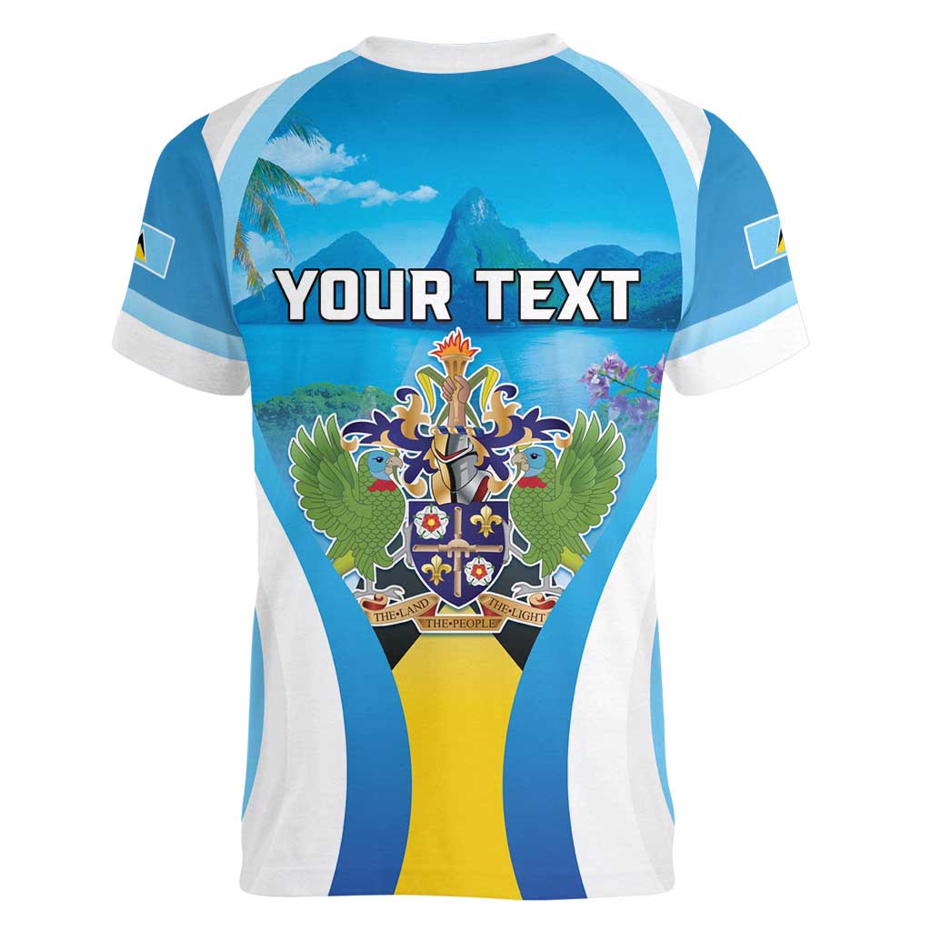 Personalized Saint Lucia 1979 Women V-Neck T-Shirt Happy Independence Day
