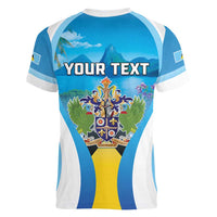 Personalized Saint Lucia 1979 Women V-Neck T-Shirt Happy Independence Day