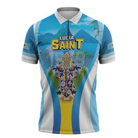 Personalized Saint Lucia 1979 Zipper Polo Shirt Happy Independence Day