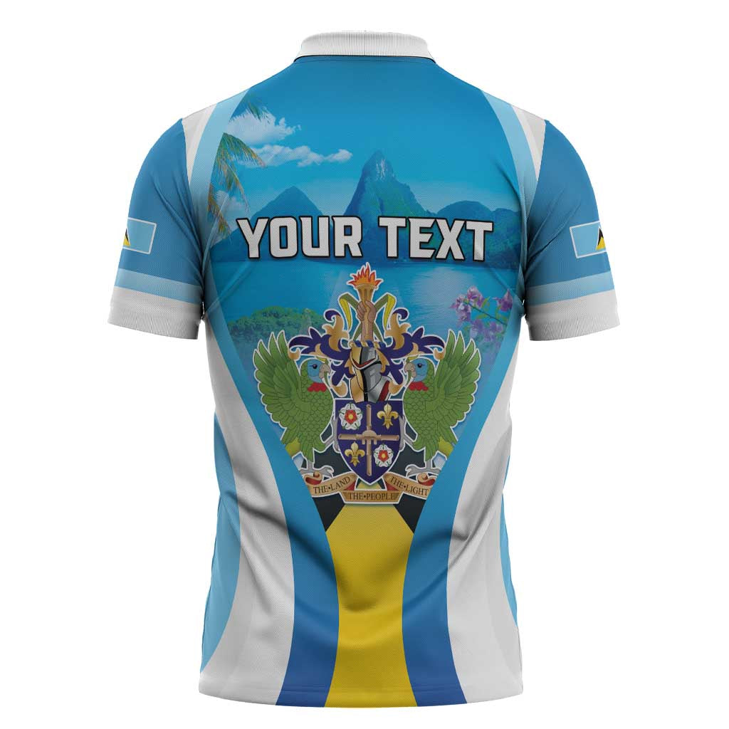 Personalized Saint Lucia 1979 Zipper Polo Shirt Happy Independence Day