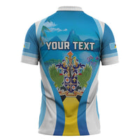Personalized Saint Lucia 1979 Zipper Polo Shirt Happy Independence Day