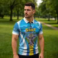 Personalized Saint Lucia 1979 Zipper Polo Shirt Happy Independence Day