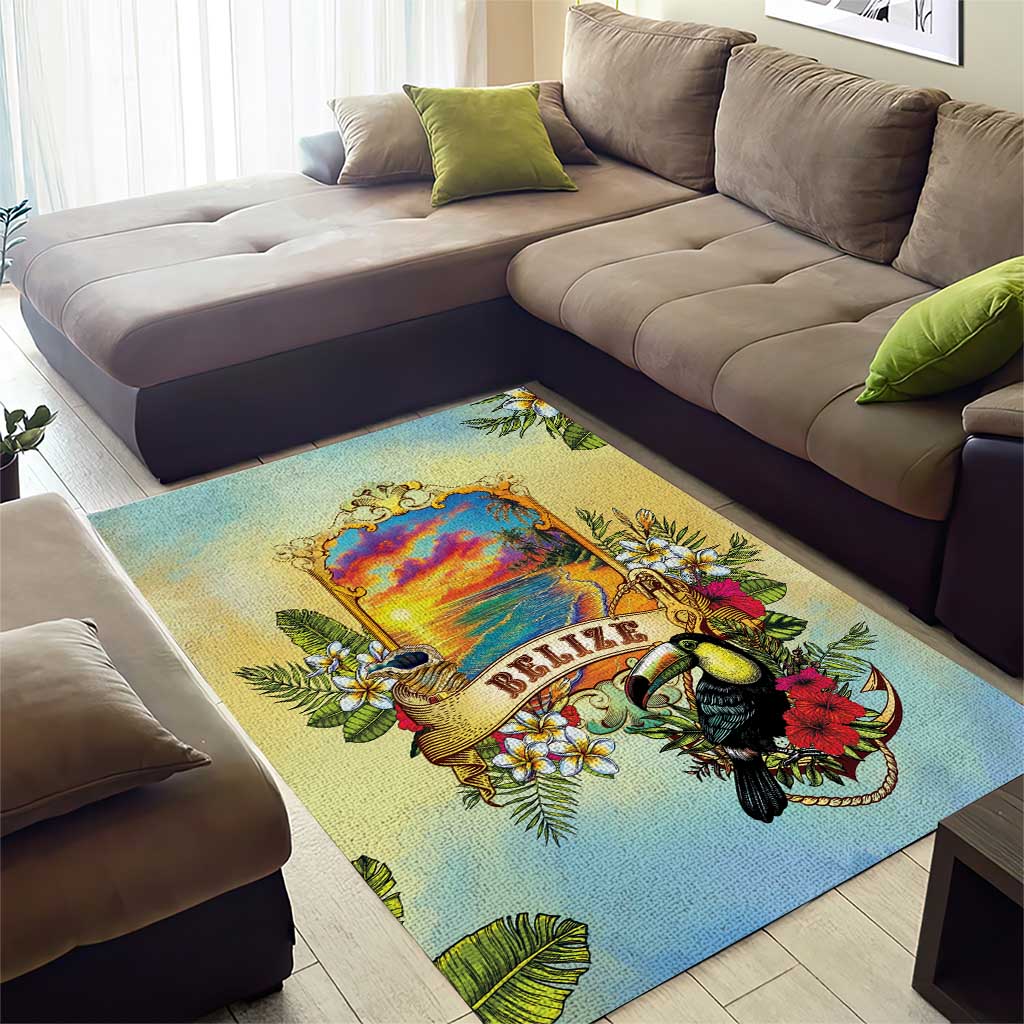 Belize Toucan Area Rug Belizean Pride Retro Style