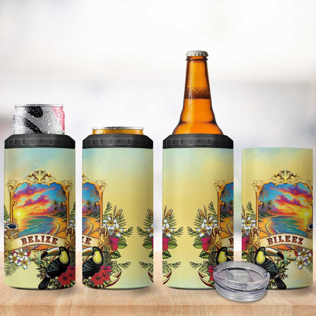 Belize Toucan 4 in 1 Can Cooler Tumbler Belizean Pride Retro Style
