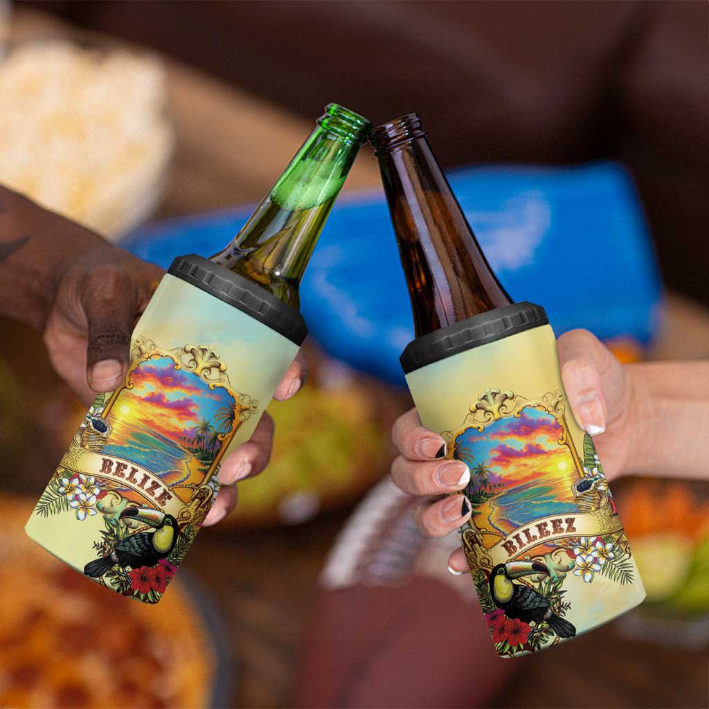 Belize Toucan 4 in 1 Can Cooler Tumbler Belizean Pride Retro Style