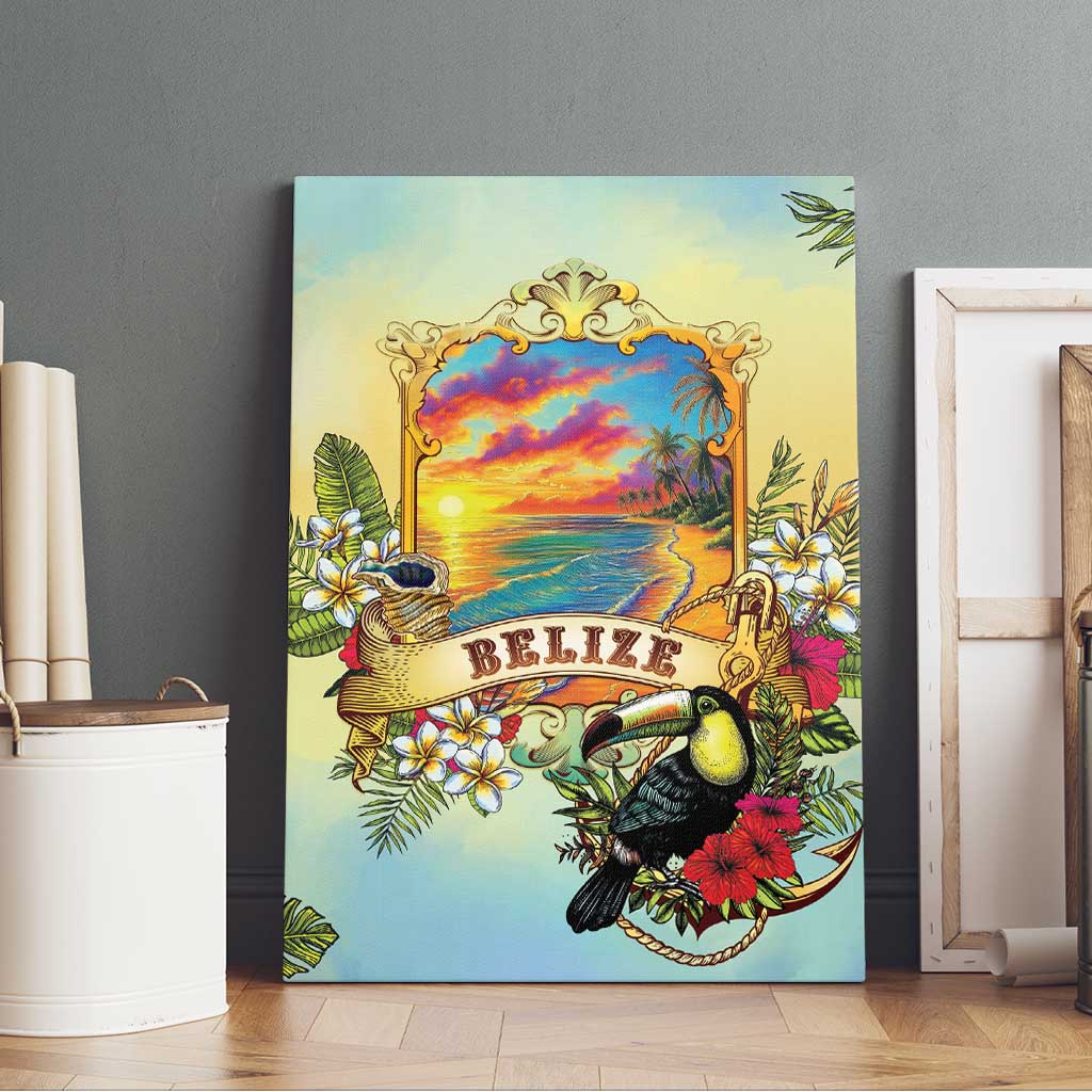 Belize Toucan Canvas Wall Art Belizean Pride Retro Style