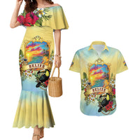 Belize Toucan Couples Matching Mermaid Dress and Hawaiian Shirt Belizean Pride Retro Style