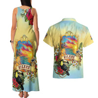 Belize Toucan Couples Matching Tank Maxi Dress and Hawaiian Shirt Belizean Pride Retro Style