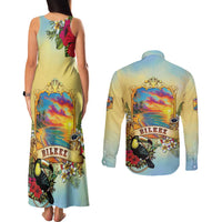 Belize Toucan Couples Matching Tank Maxi Dress and Long Sleeve Button Shirt Belizean Pride Retro Style
