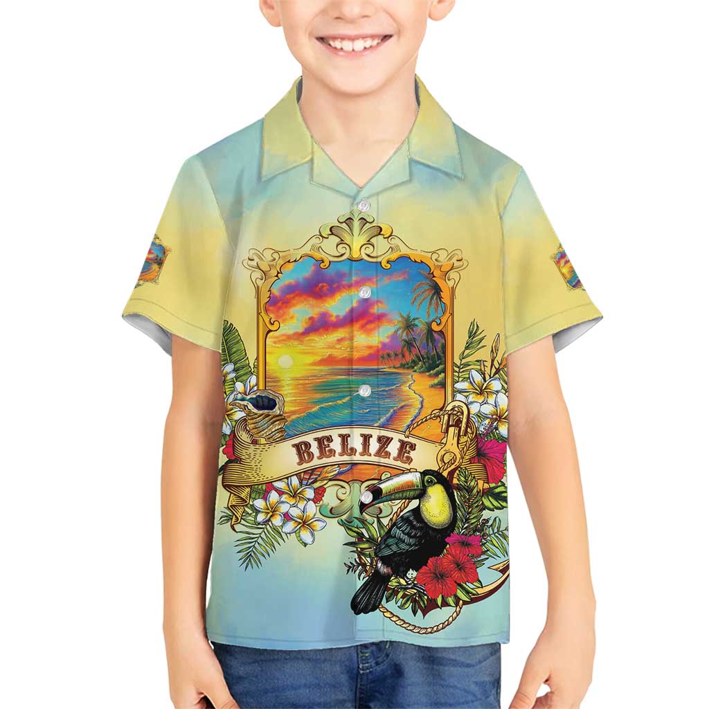 Belize Toucan Family Matching Long Sleeve Bodycon Dress and Hawaiian Shirt Belizean Pride Retro Style