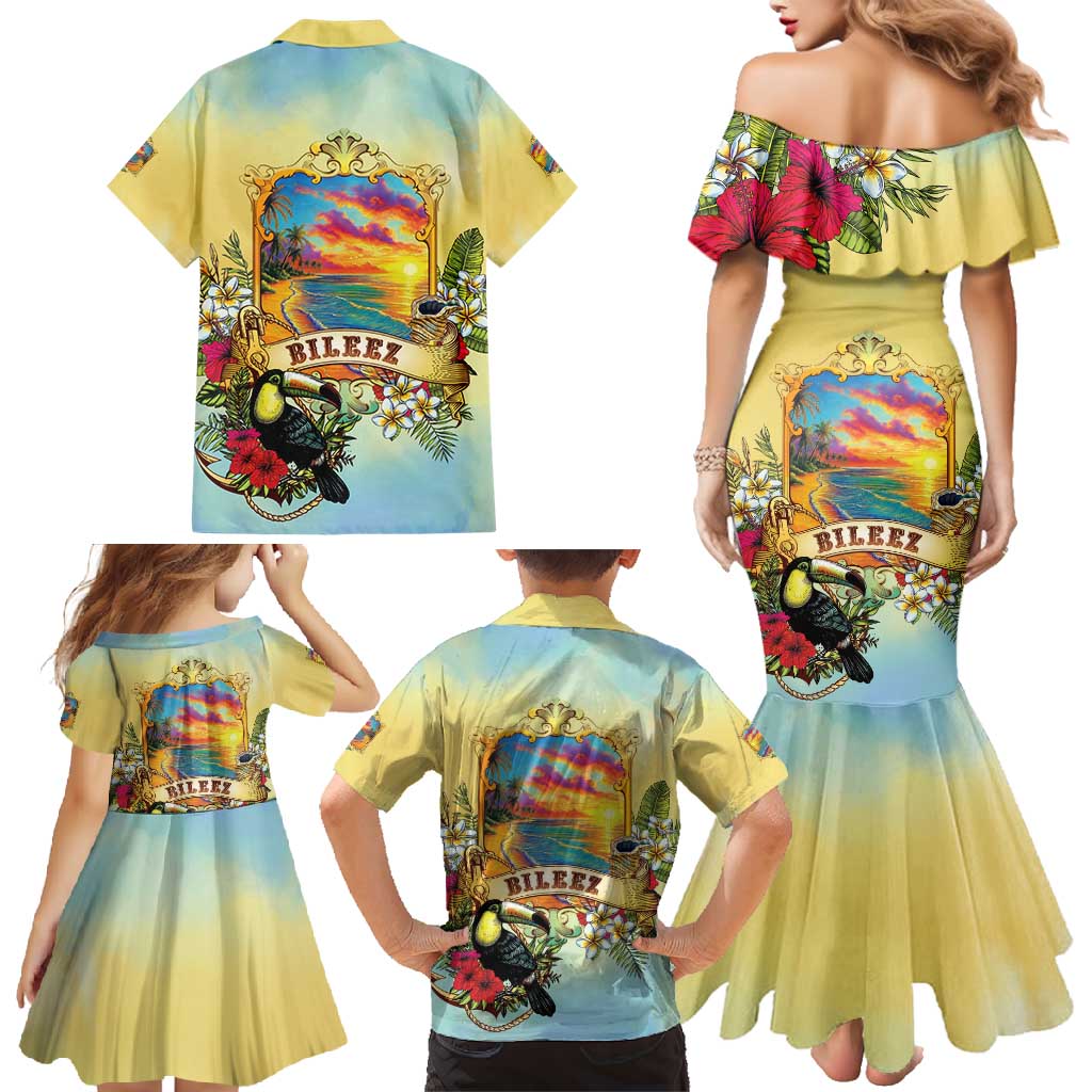 Belize Toucan Family Matching Mermaid Dress and Hawaiian Shirt Belizean Pride Retro Style