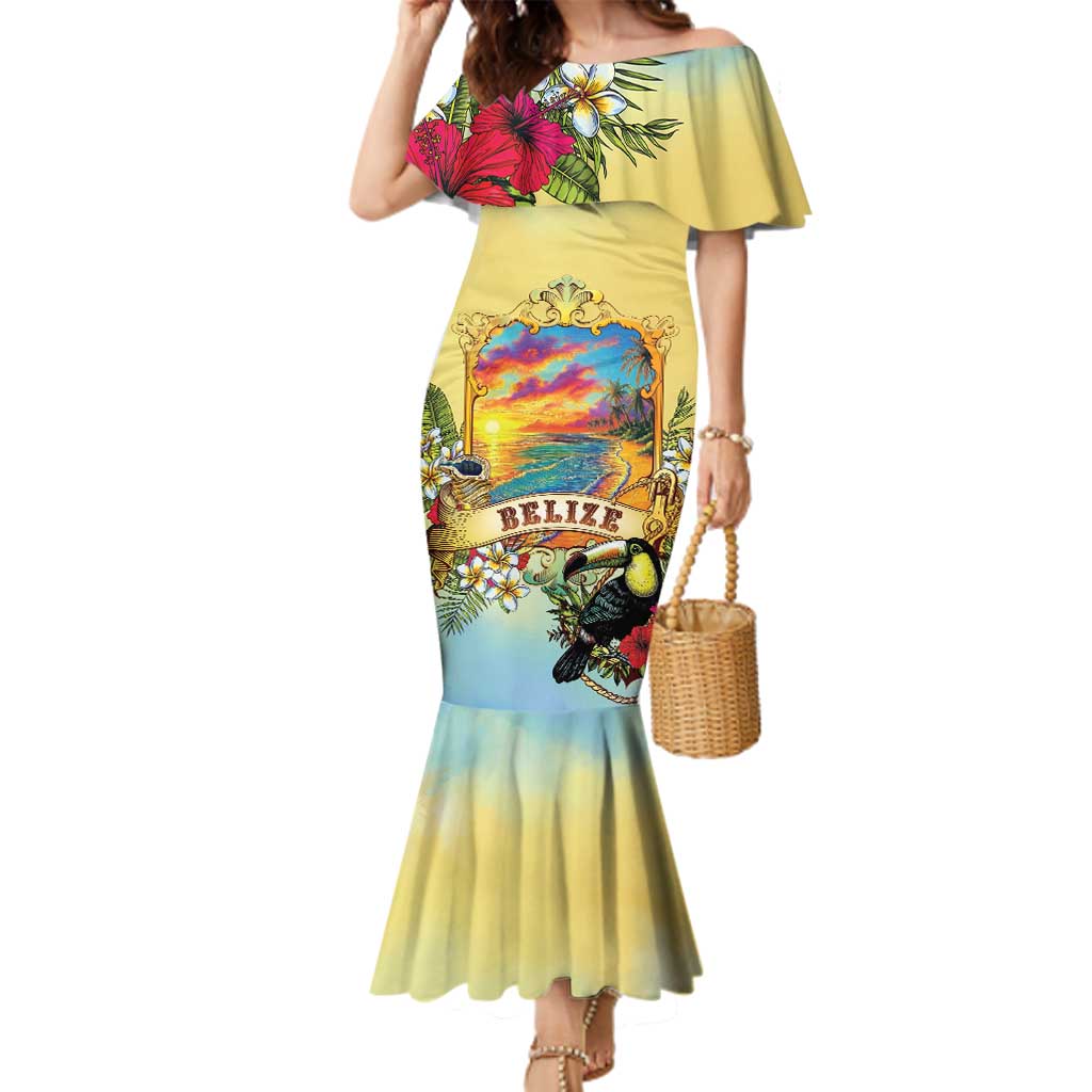 Belize Toucan Family Matching Mermaid Dress and Hawaiian Shirt Belizean Pride Retro Style