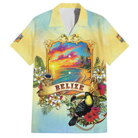 Belize Toucan Family Matching Off The Shoulder Long Sleeve Dress and Hawaiian Shirt Belizean Pride Retro Style