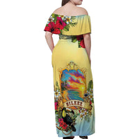 Belize Toucan Family Matching Off Shoulder Maxi Dress and Hawaiian Shirt Belizean Pride Retro Style
