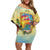 Belize Toucan Family Matching Off Shoulder Short Dress and Hawaiian Shirt Belizean Pride Retro Style
