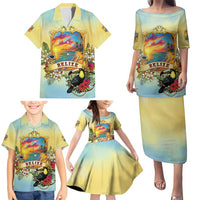Belize Toucan Family Matching Puletasi and Hawaiian Shirt Belizean Pride Retro Style