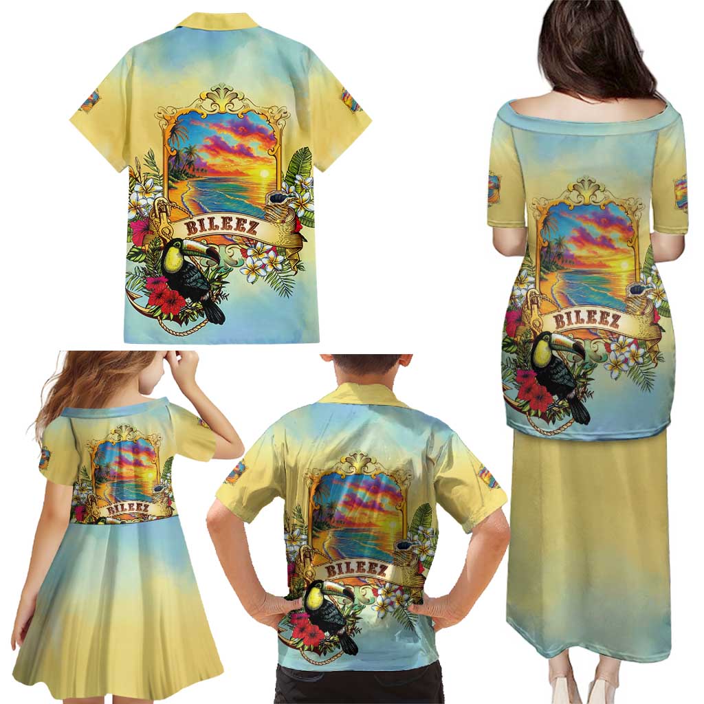 Belize Toucan Family Matching Puletasi and Hawaiian Shirt Belizean Pride Retro Style