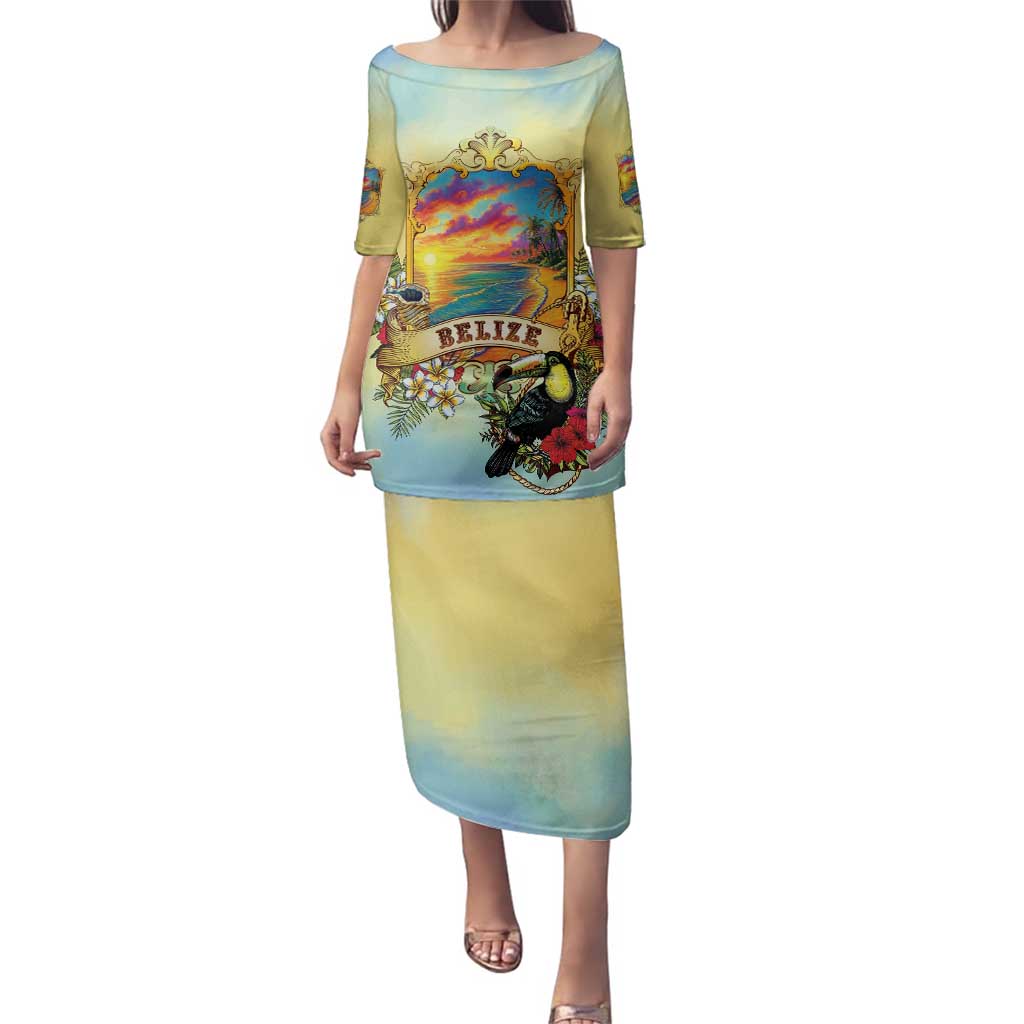Belize Toucan Family Matching Puletasi and Hawaiian Shirt Belizean Pride Retro Style
