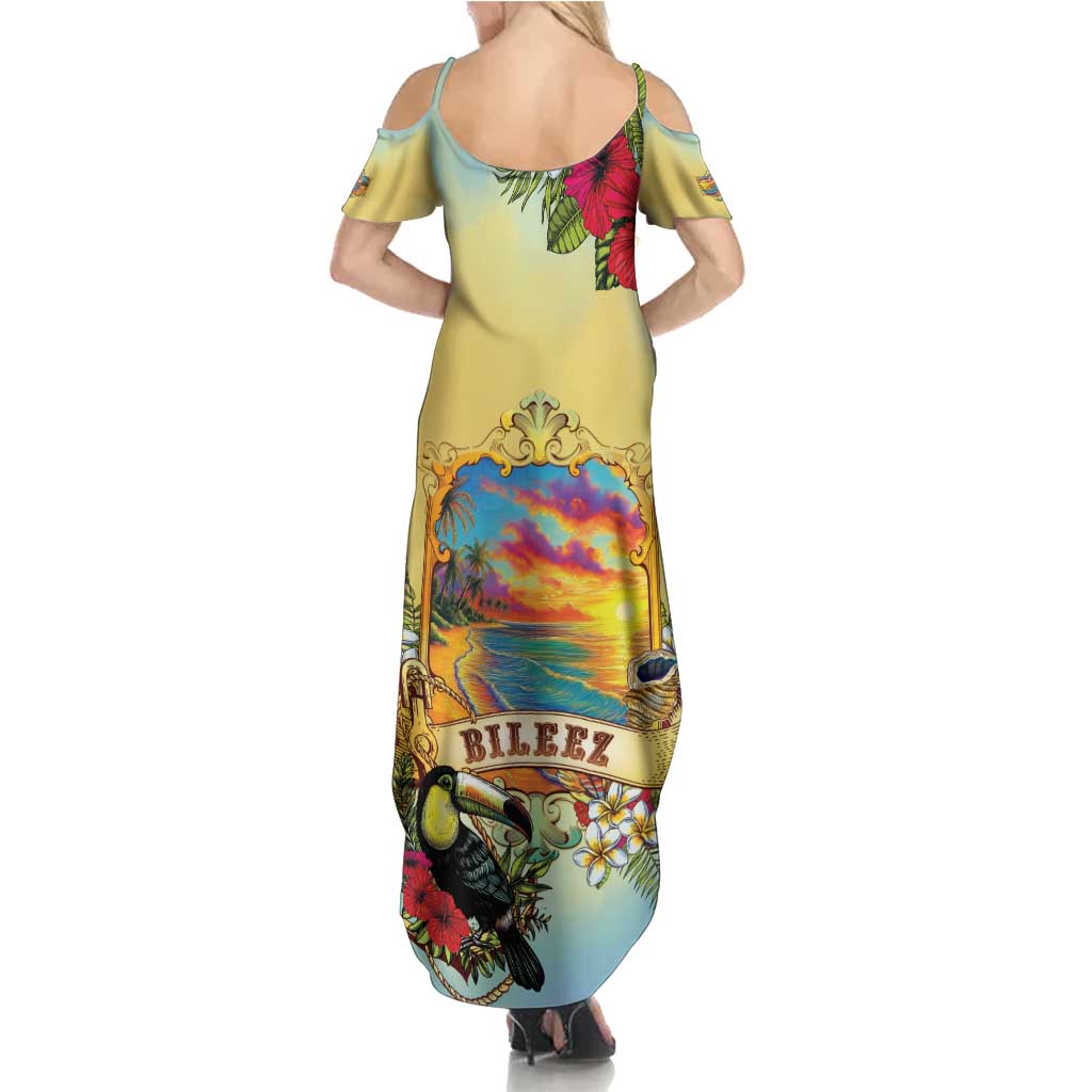 Belize Toucan Family Matching Summer Maxi Dress and Hawaiian Shirt Belizean Pride Retro Style