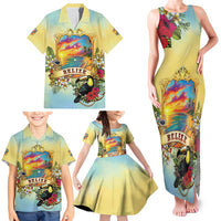 Belize Toucan Family Matching Tank Maxi Dress and Hawaiian Shirt Belizean Pride Retro Style
