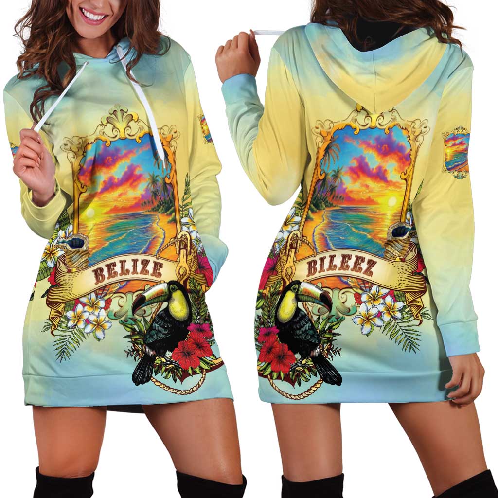 Belize Toucan Hoodie Dress Belizean Pride Retro Style
