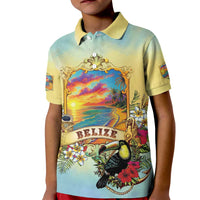 Belize Toucan Kid Polo Shirt Belizean Pride Retro Style