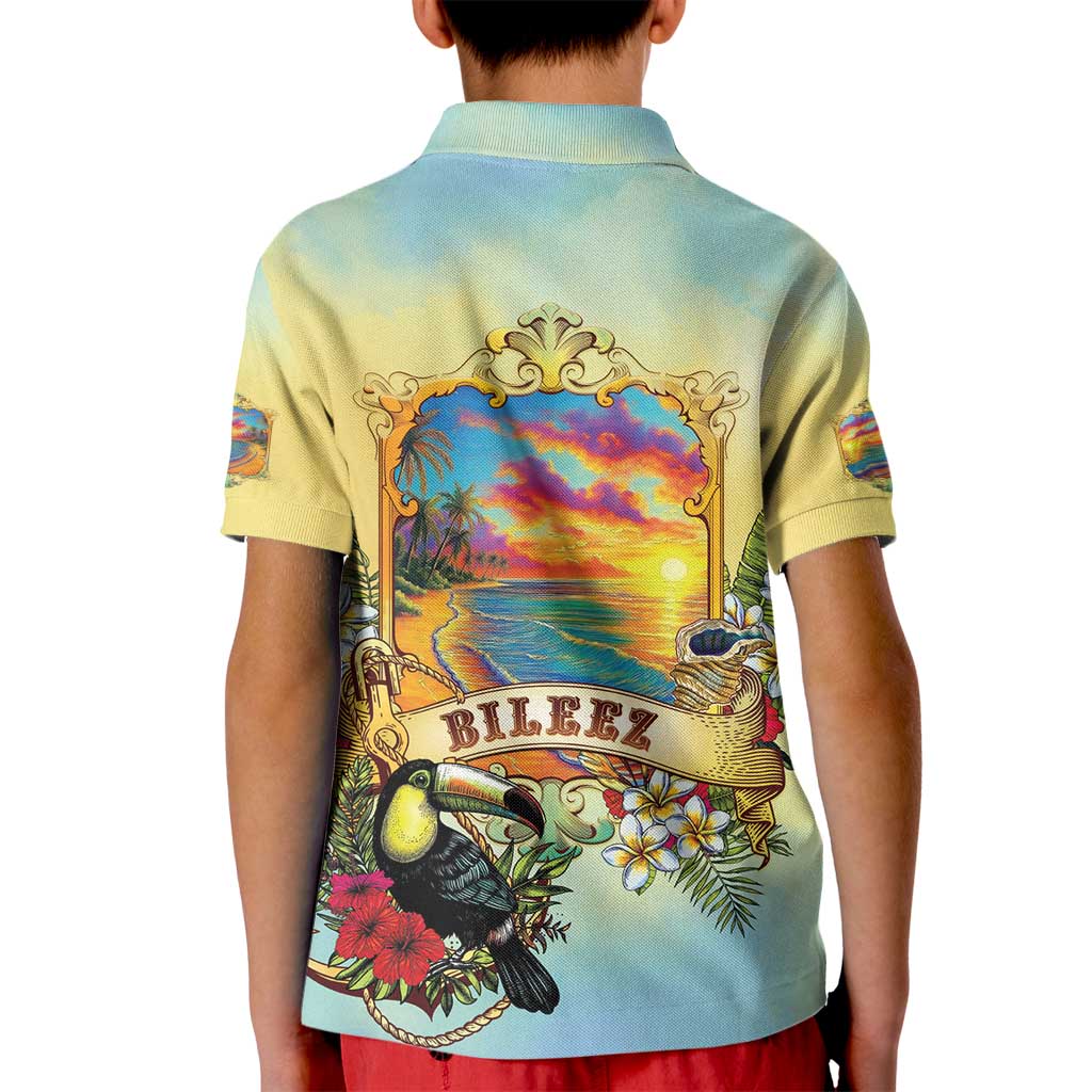 Belize Toucan Kid Polo Shirt Belizean Pride Retro Style