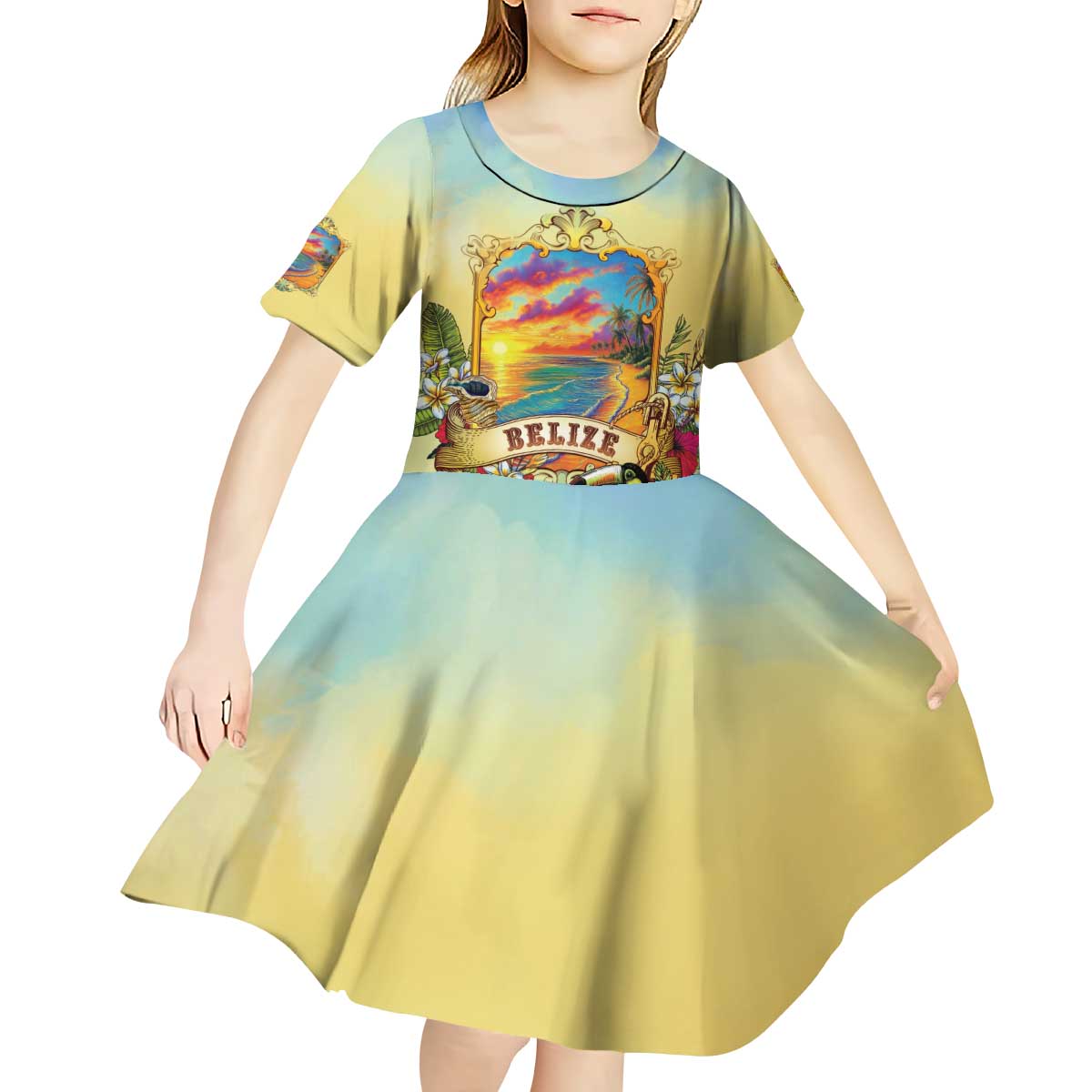 Belize Toucan Kid Short Sleeve Dress Belizean Pride Retro Style