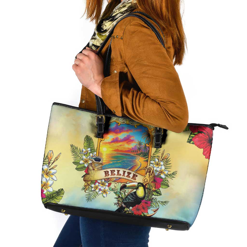 Belize Toucan Leather Tote Bag Belizean Pride Retro Style