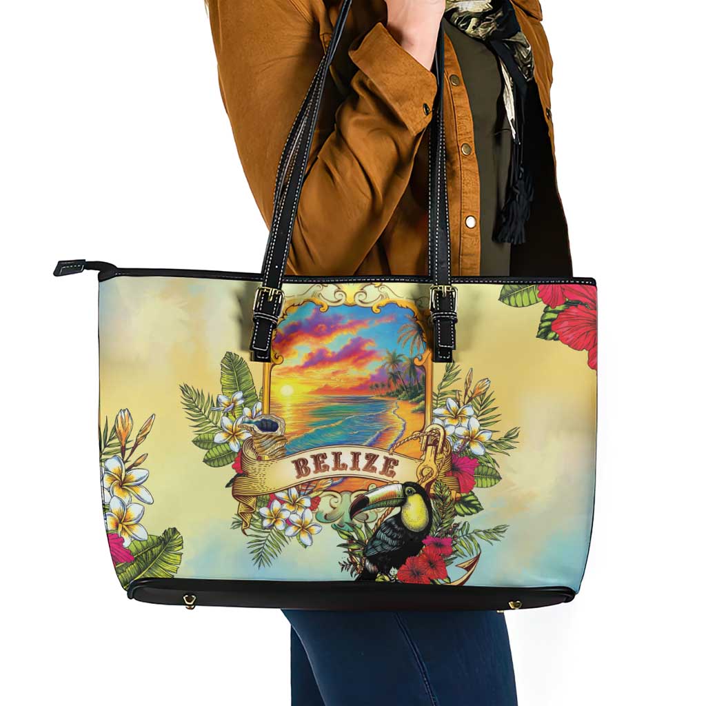 Belize Toucan Leather Tote Bag Belizean Pride Retro Style