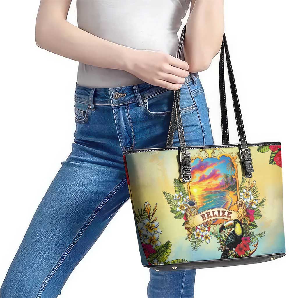 Belize Toucan Leather Tote Bag Belizean Pride Retro Style