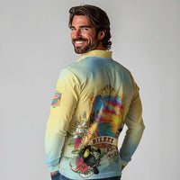 Belize Toucan Long Sleeve Polo Shirt Belizean Pride Retro Style