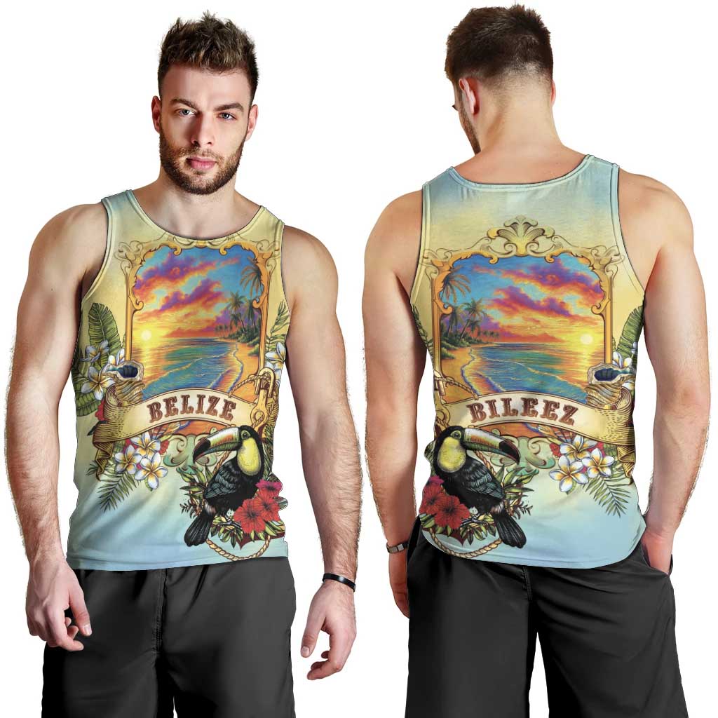 Belize Toucan Men Tank Top Belizean Pride Retro Style
