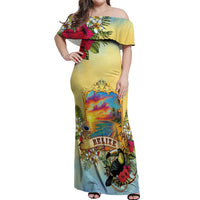 Belize Toucan Off Shoulder Maxi Dress Belizean Pride Retro Style
