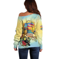 Belize Toucan Off Shoulder Sweater Belizean Pride Retro Style