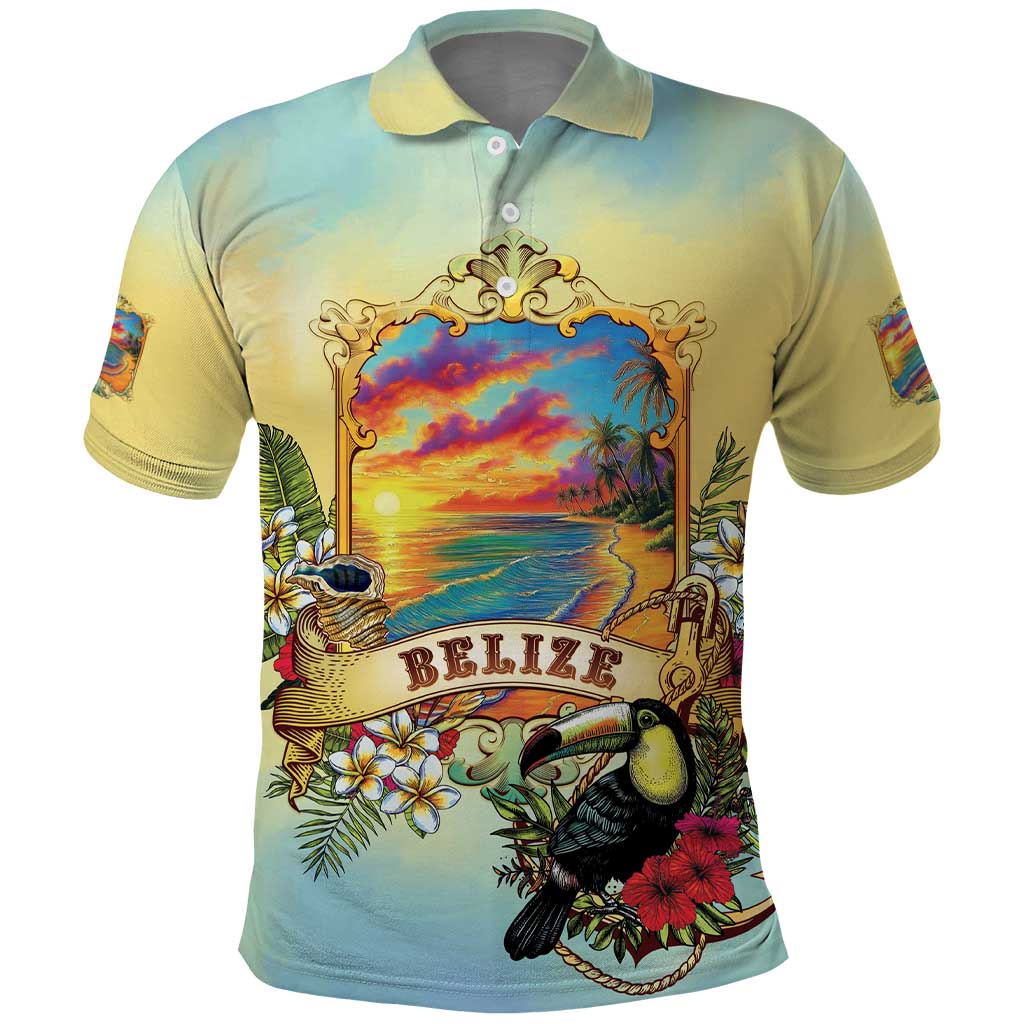 Belize Toucan Polo Shirt Belizean Pride Retro Style
