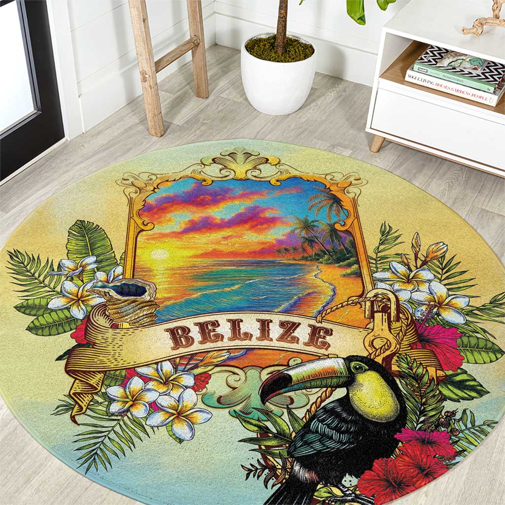 Belize Toucan Round Carpet Belizean Pride Retro Style