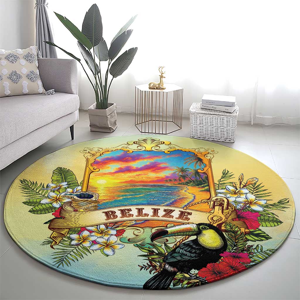 Belize Toucan Round Carpet Belizean Pride Retro Style