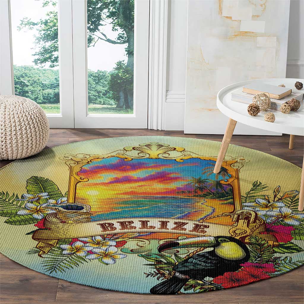 Belize Toucan Round Carpet Belizean Pride Retro Style