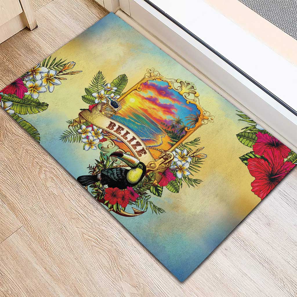 Belize Toucan Rubber Doormat Belizean Pride Retro Style