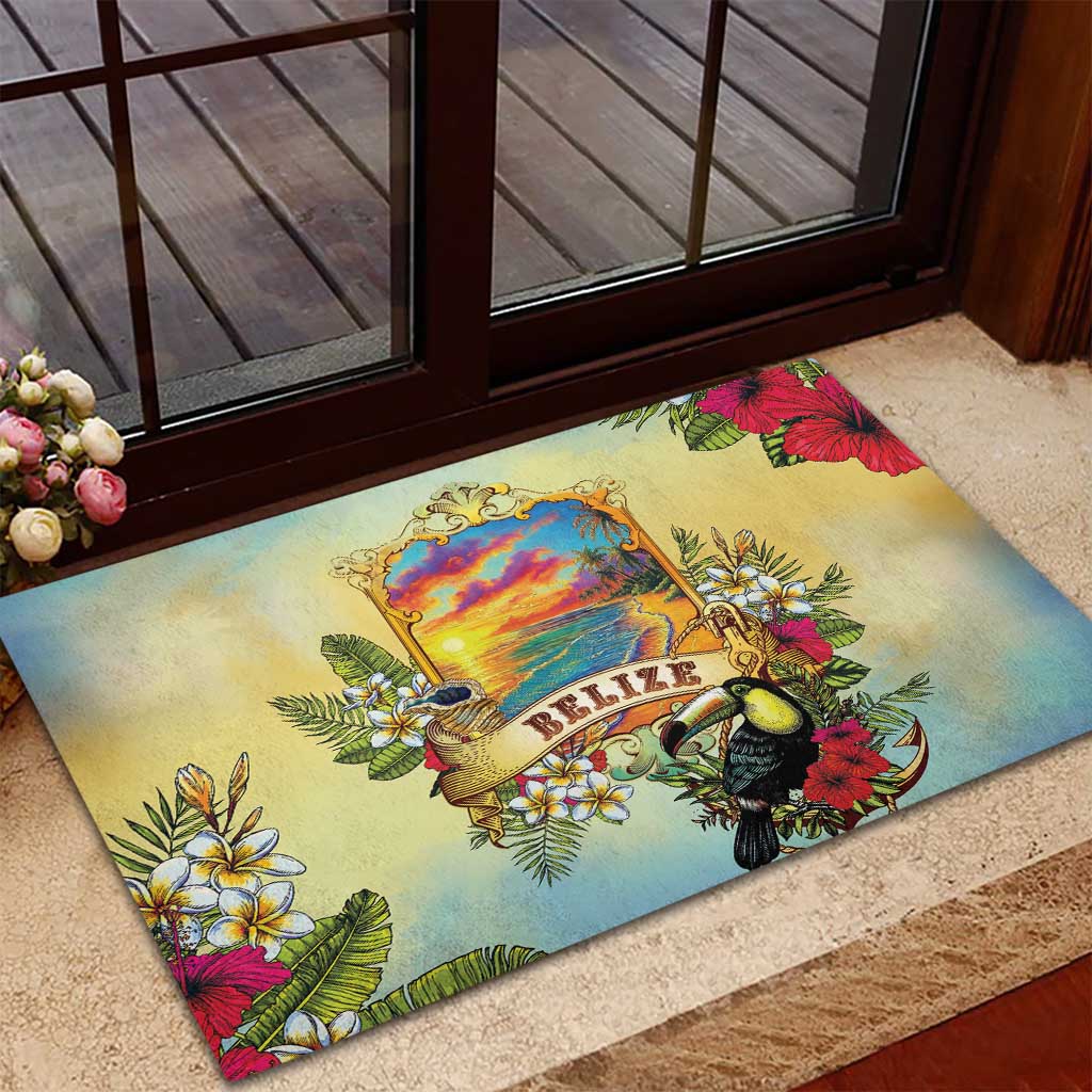 Belize Toucan Rubber Doormat Belizean Pride Retro Style