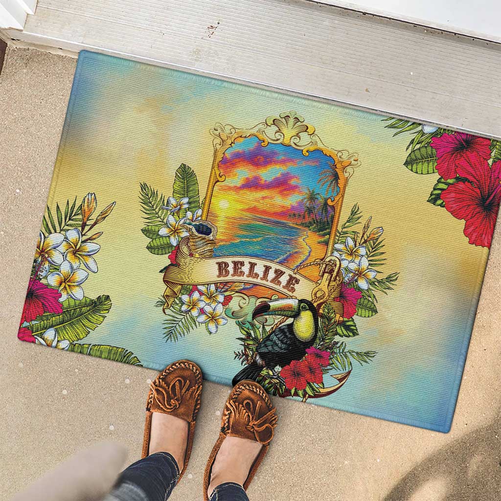 Belize Toucan Rubber Doormat Belizean Pride Retro Style