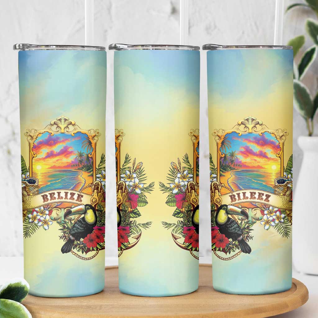 Belize Toucan Skinny Tumbler Belizean Pride Retro Style