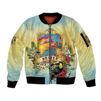 Belize Toucan Sleeve Zip Bomber Jacket Belizean Pride Retro Style