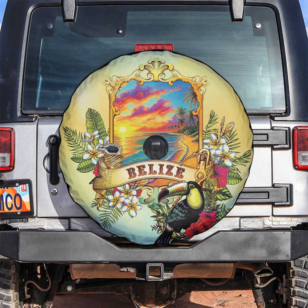 Belize Toucan Spare Tire Cover Belizean Pride Retro Style