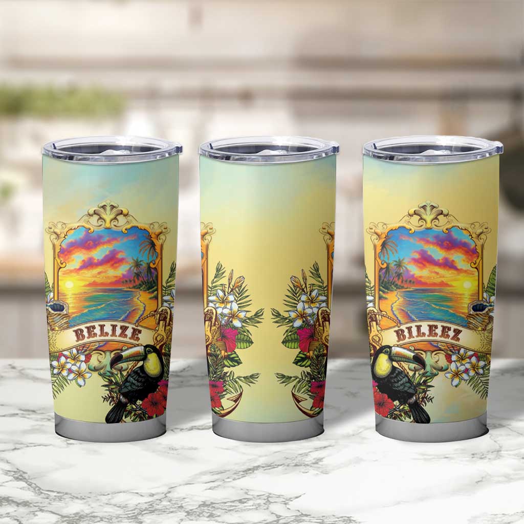 Belize Toucan Tumbler Cup Belizean Pride Retro Style