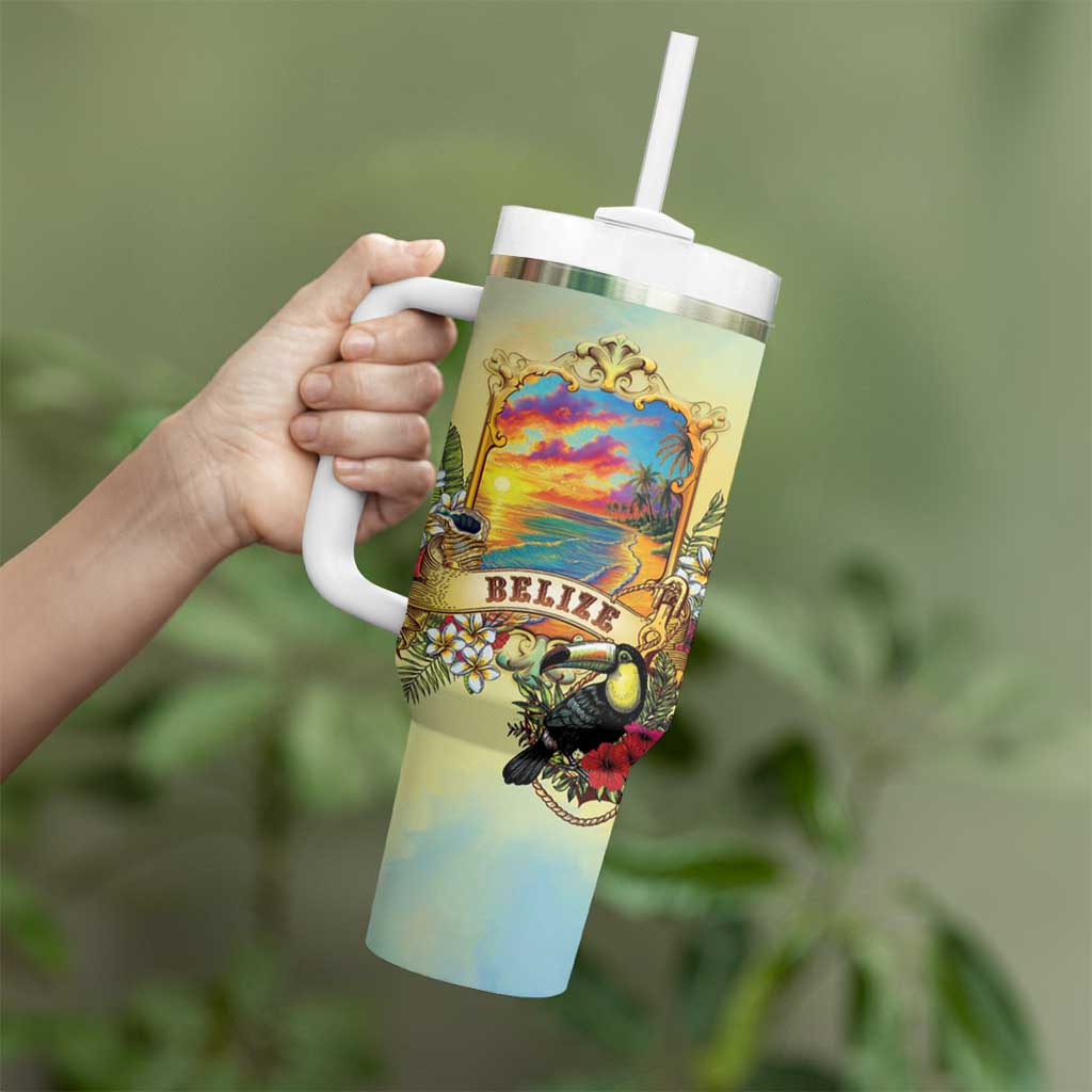 Belize Toucan Tumbler With Handle Belizean Pride Retro Style